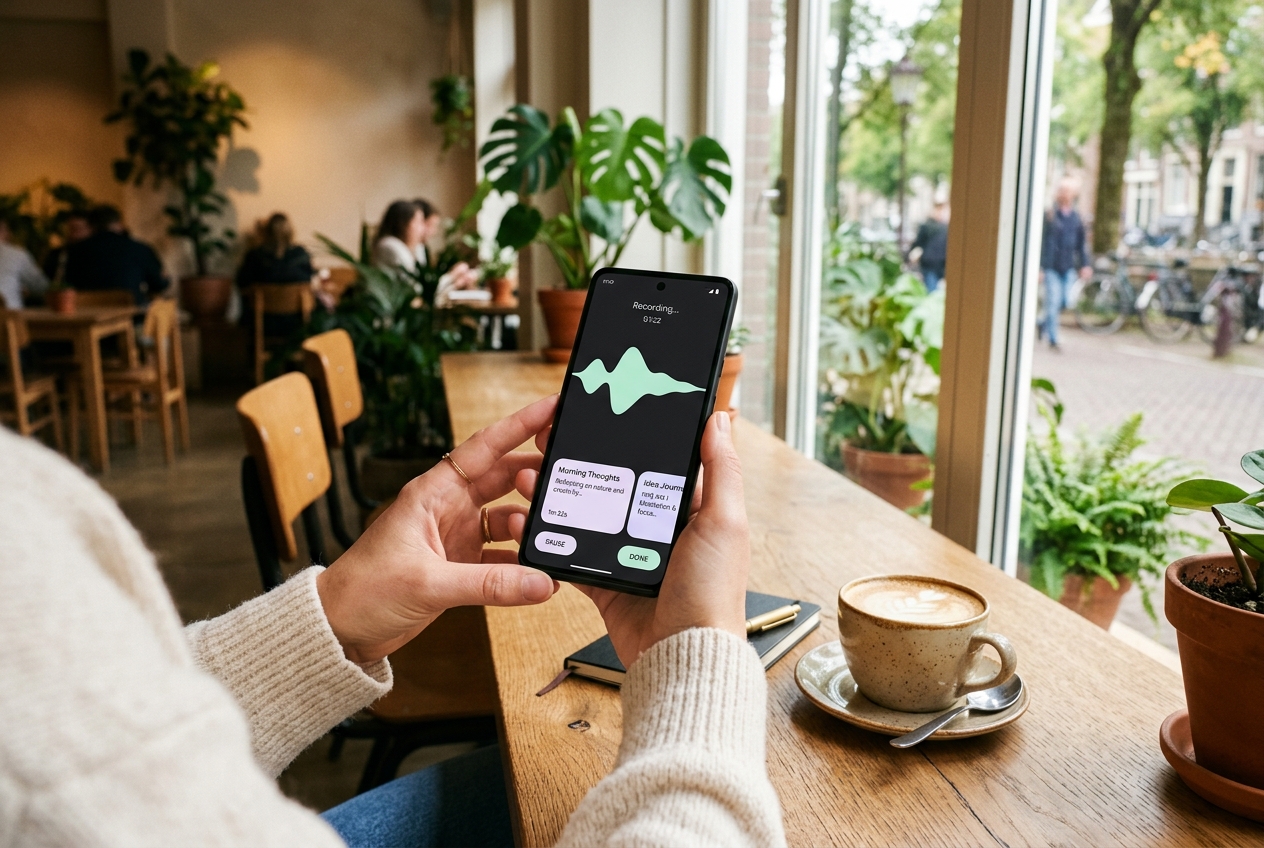 Android Voice & Thought Capture in Cafe